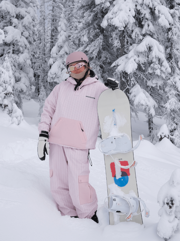 Molocoster 3L Striped Fleece Snow Bibs + Snow Pullover