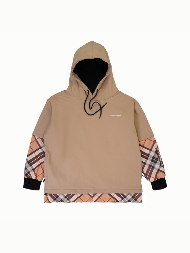Molocoster Faux Sleeve Pullover Hoodie - Unisex Khaki Molocoster | Snowears.com