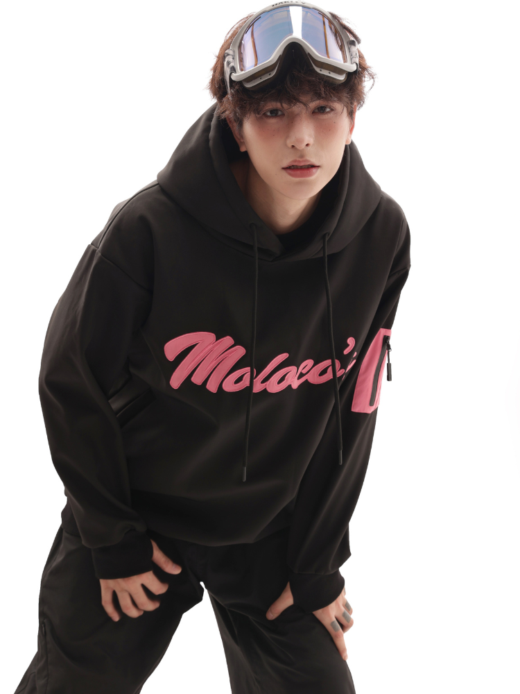 Molocoster Pink Crest Pullover Hoodie - Unisex Black Molocoster | Snowears.com