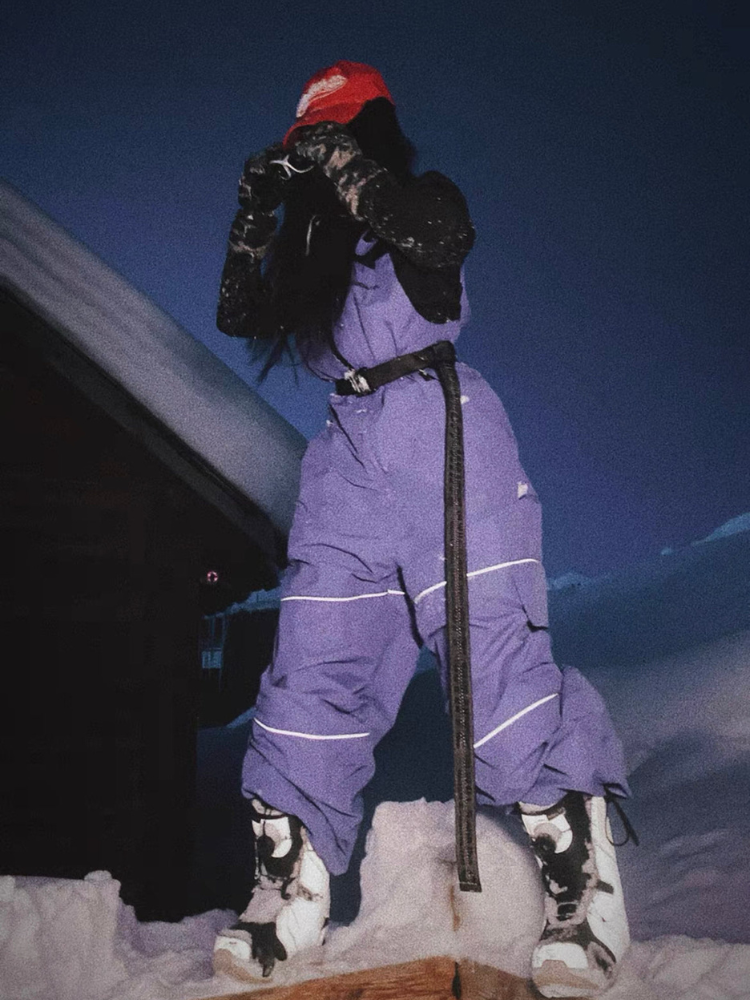 Molocoster Reflective Baggy Style Bibs - Unisex Purple Molocoster | Snowears.com