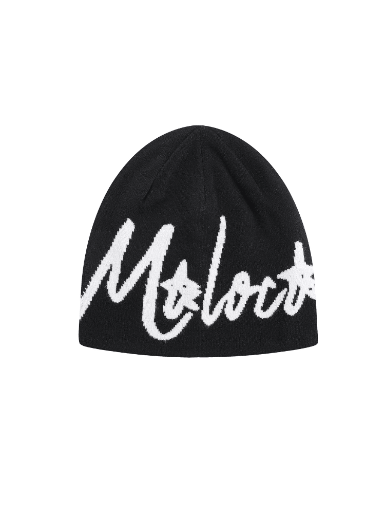 Molocoster Script Knit Beanie - Unisex Black M Molocoster | Snowears.com