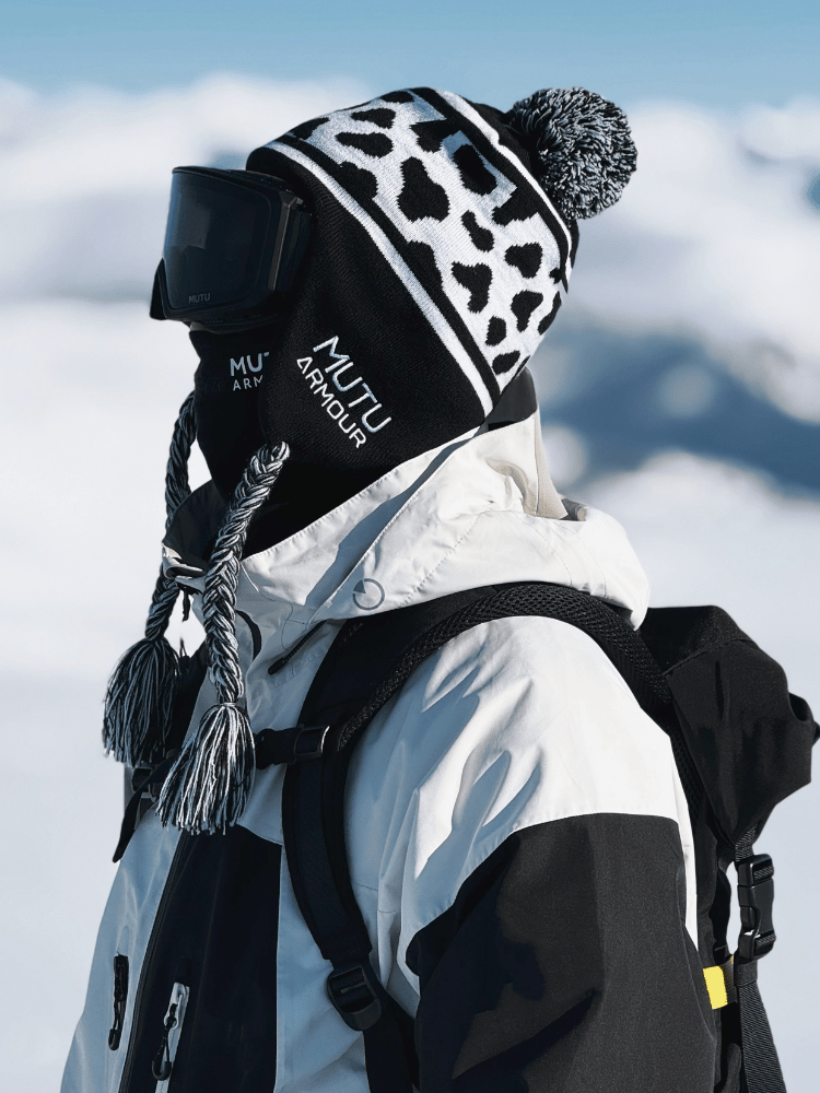 MUTU Cow Pattern Earflap Knit Beanie – Unisex Mutu | Snowears.com