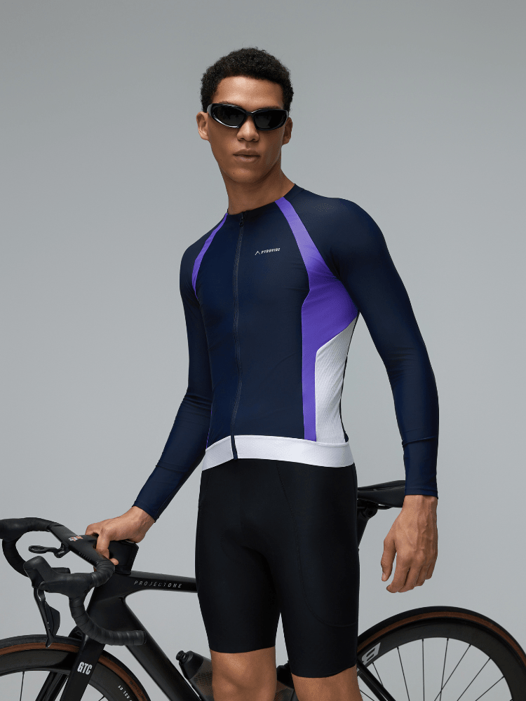 Pyrovibe Vivid Long Sleeve Cycling Jersey - Men's Navy Pyrovibe | Snowears.com