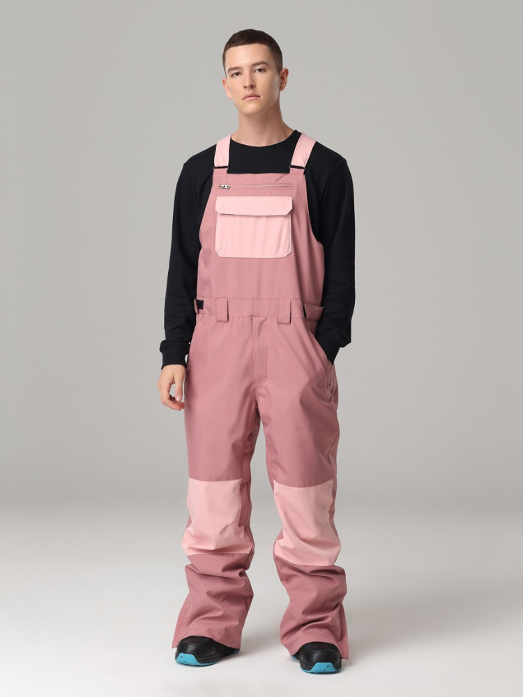 Searipe Colorblock Snow Bibs - Men's Pink Searipe | Snowears.com