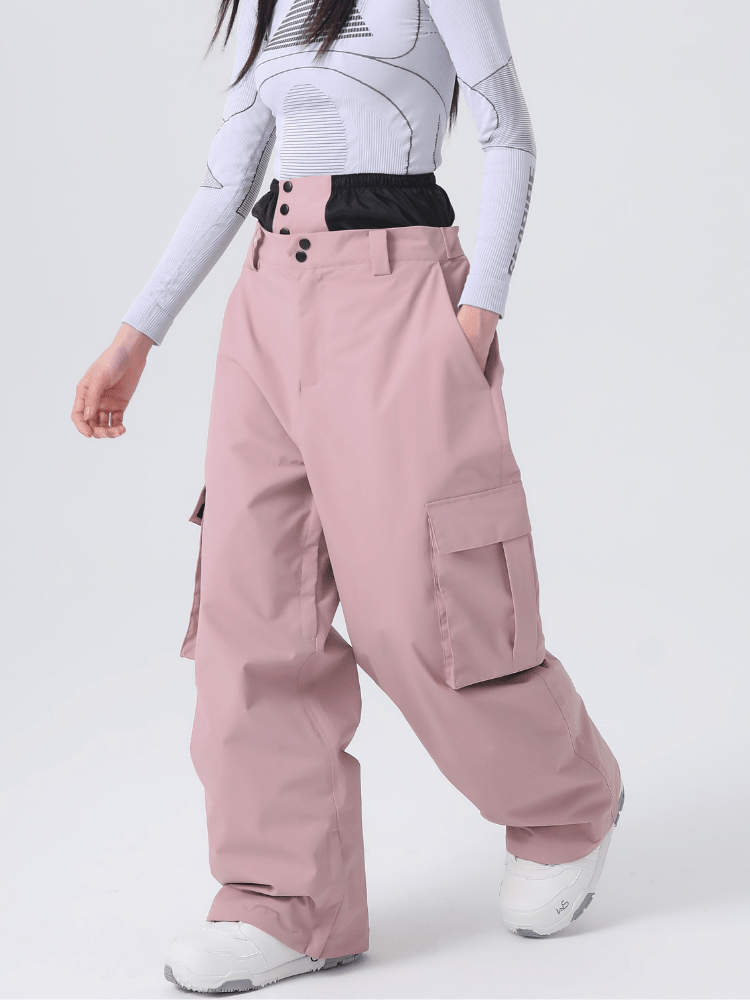 Searipe Brightline 3L Baggy Cargo Snow Pants - Unisex Peach Pink Searipe | Snowears.com