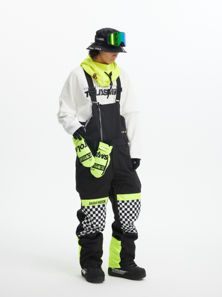 Tolasmik X Banana Hook Premium Chess Baggy Bib Pants - Unisex Black Tolasmik | Snowears.com