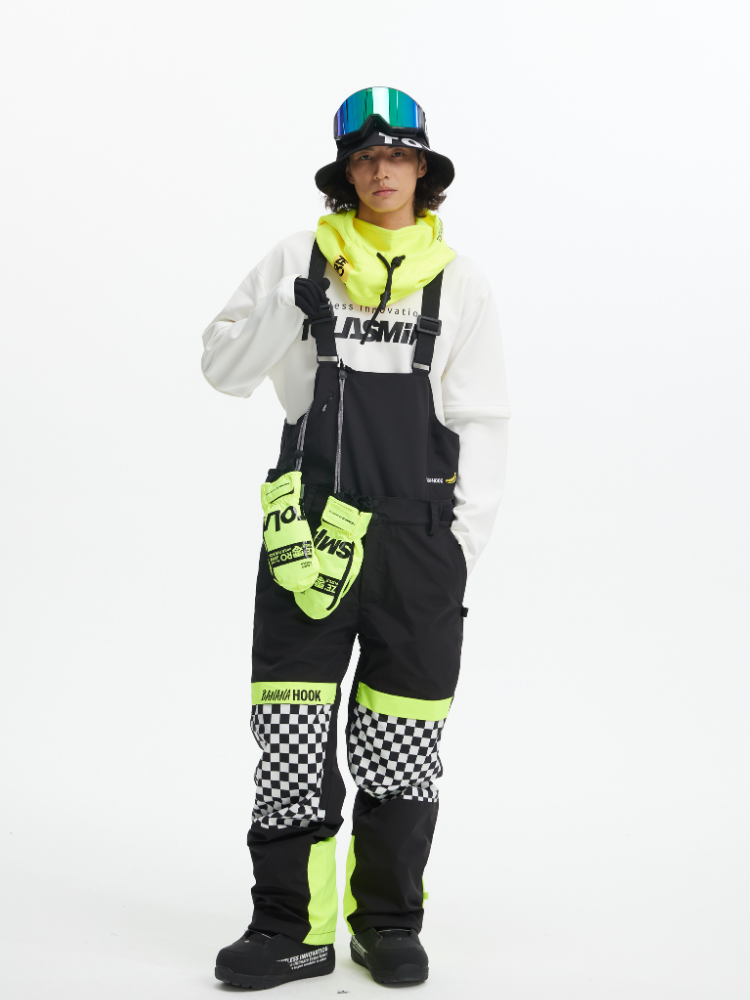 Tolasmik X Banana Hook Premium Chess Baggy Bib Pants - Unisex - Snowears- bibs