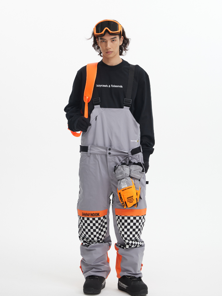 Tolasmik X Banana Hook Premium Grey Chess Bib Pants - Unisex Tolasmik | Snowears.com