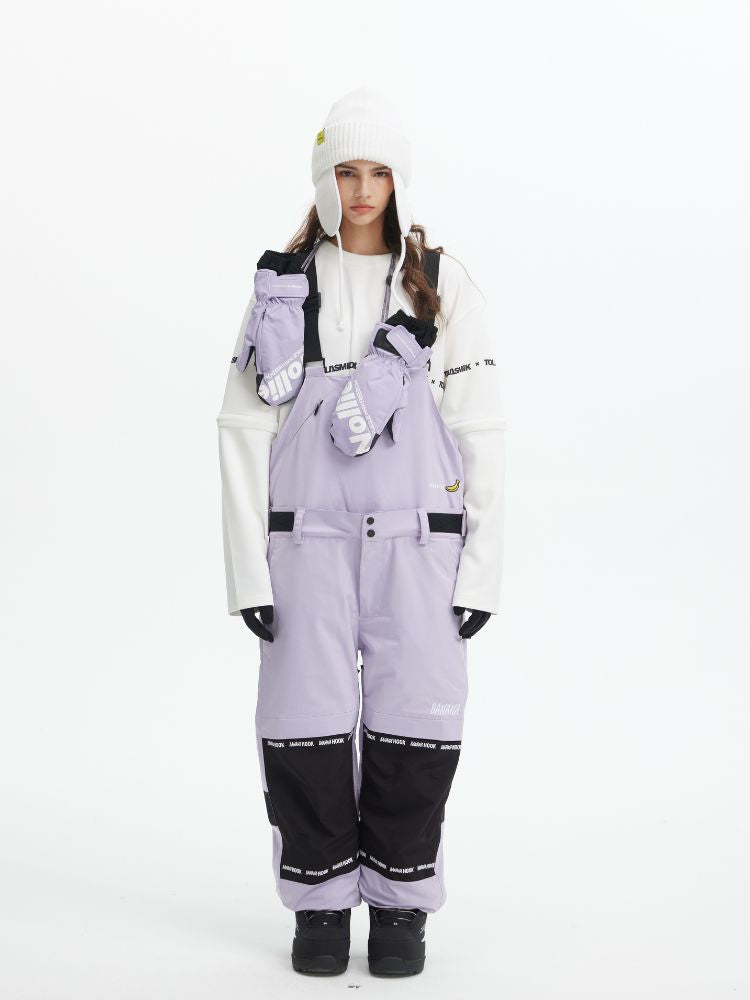 Tolasmik X Banana Hook Premium Purple Snow Bib Pants - Unisex - Snowears- bibs
