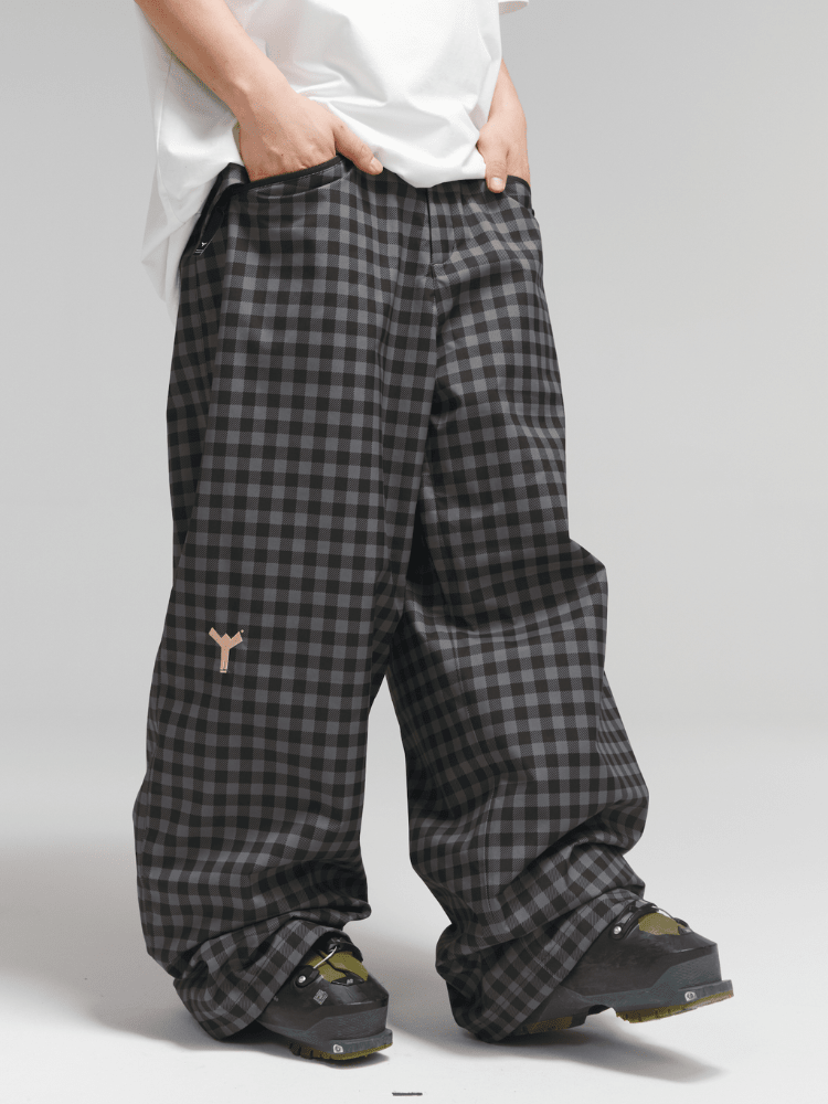 Winter Ticket 3L Plaidline Baggy Ski Pants - Unisex Gray Winter Ticket | Snowears.com