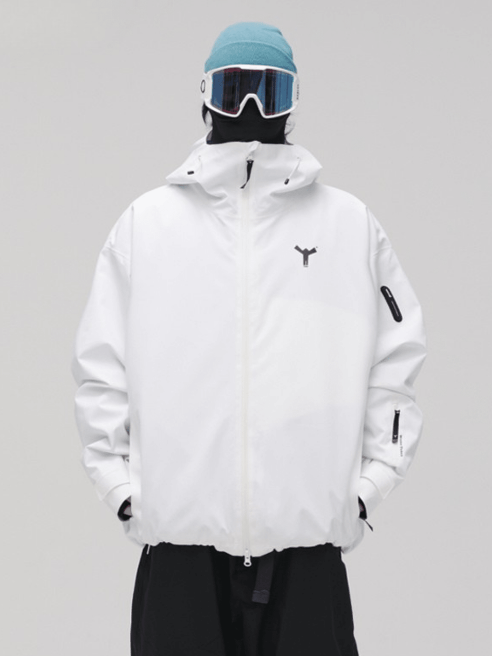 Winter Ticket 3L White Merge Baggy Ski Jacket - Unisex White Winter Ticket | Snowears.com