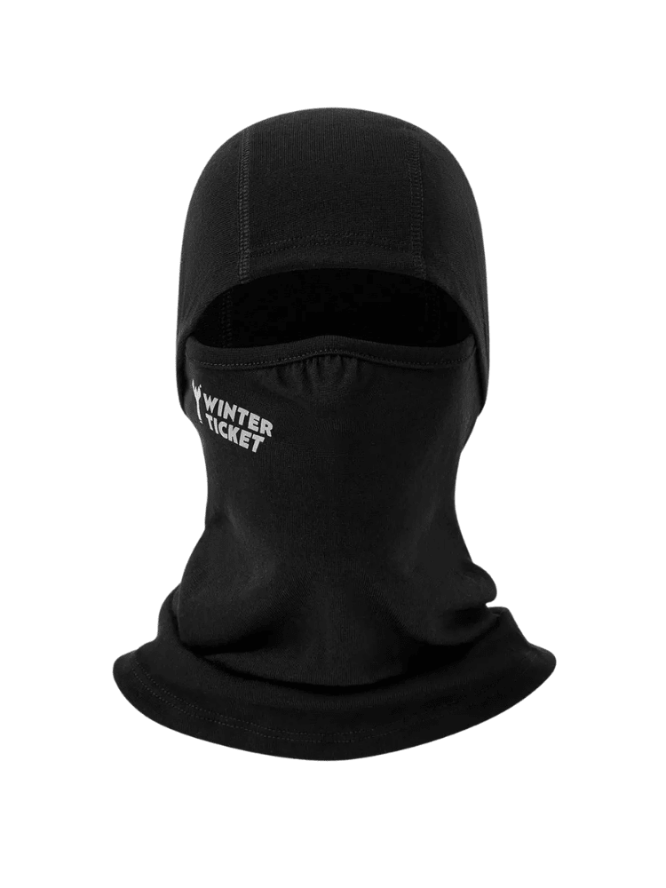 Winter Ticket Merino Wool Balaclava - Unisex Black Winter Ticket | Snowears.com