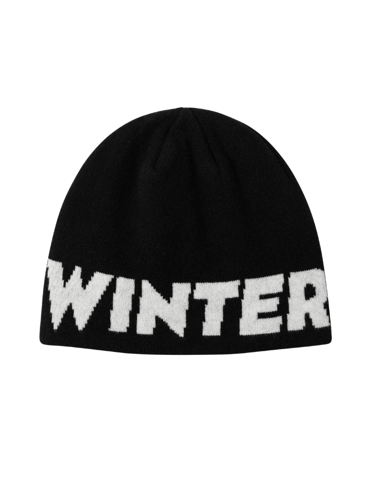 Winter Ticket Wraparound Logo Merino Wool Beanie Black One Size Winter Ticket | Snowears.com