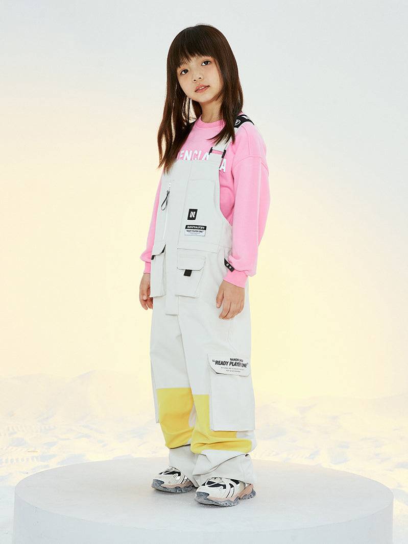 NANDN Mountain Fun Kids Bib Pants White NANDN | Snowears.com
