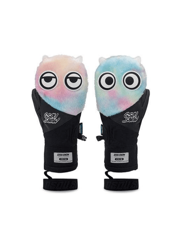 Gsou Snow Rainbow Big Eyes Plush Mittens - Snowears-snowboarding skiing jacket pants accessories