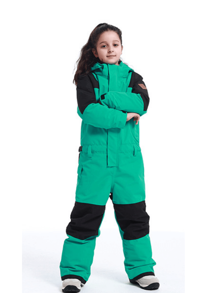Gsou Snow Kids Colorblock Ski One Piece - Snowears-snowboarding skiing jacket pants accessories