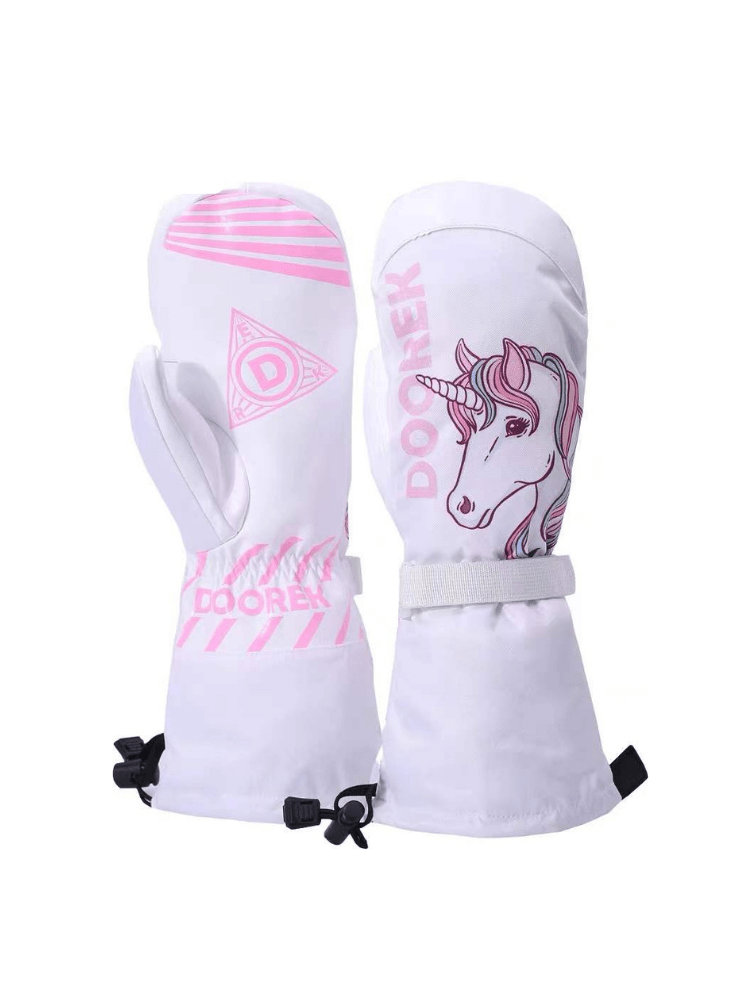 DOOREK Shaped Long Mittens White&Pink Doorek | Snowears.com