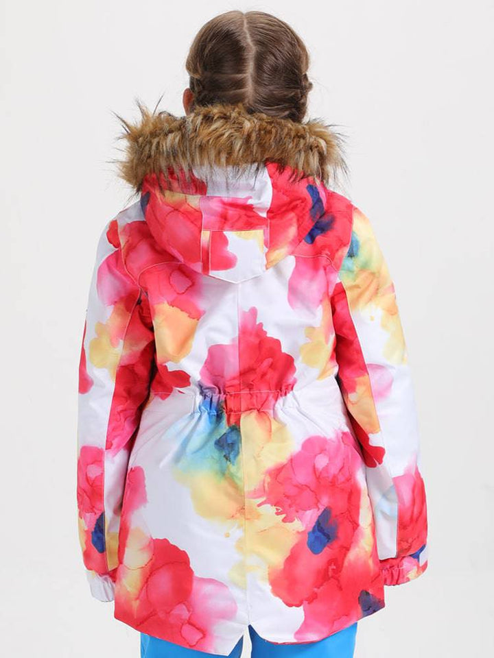 Gsou Snow Red Flower Kids Colorful Jacket - Snowears-snowboarding skiing jacket pants accessories