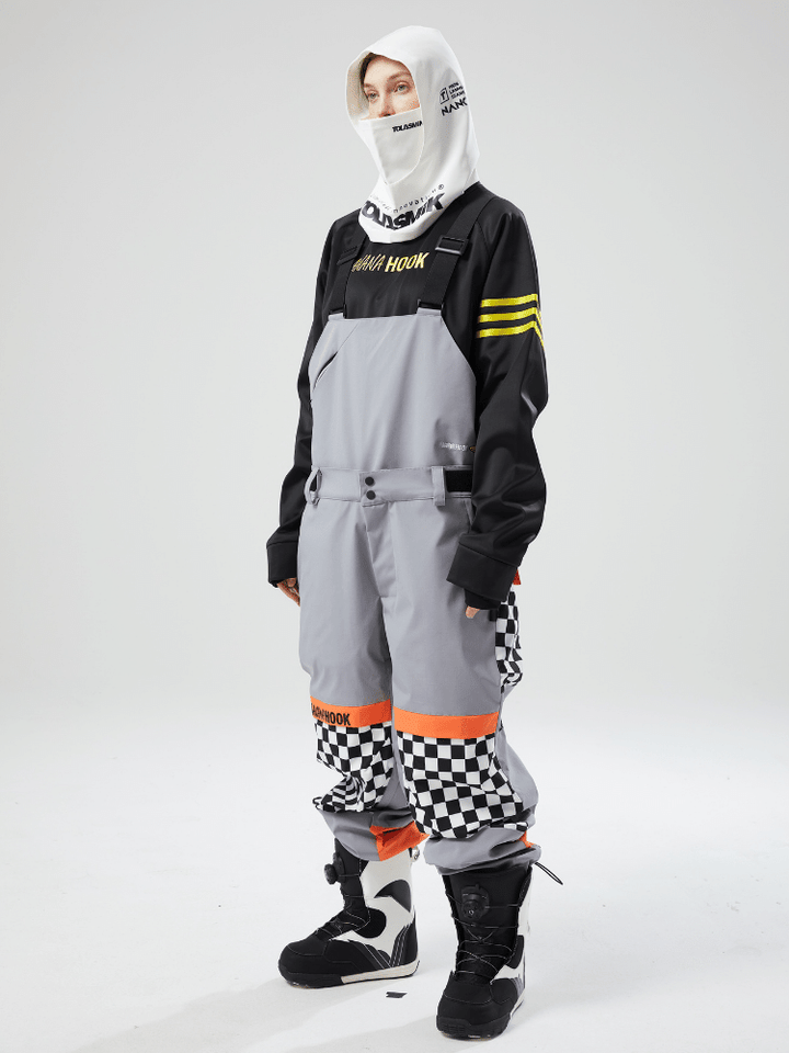 Tolasmik X Banana Hook 23 Premium Grey Chess Bib Pants - Snowears-snowboarding skiing jacket pants accessories