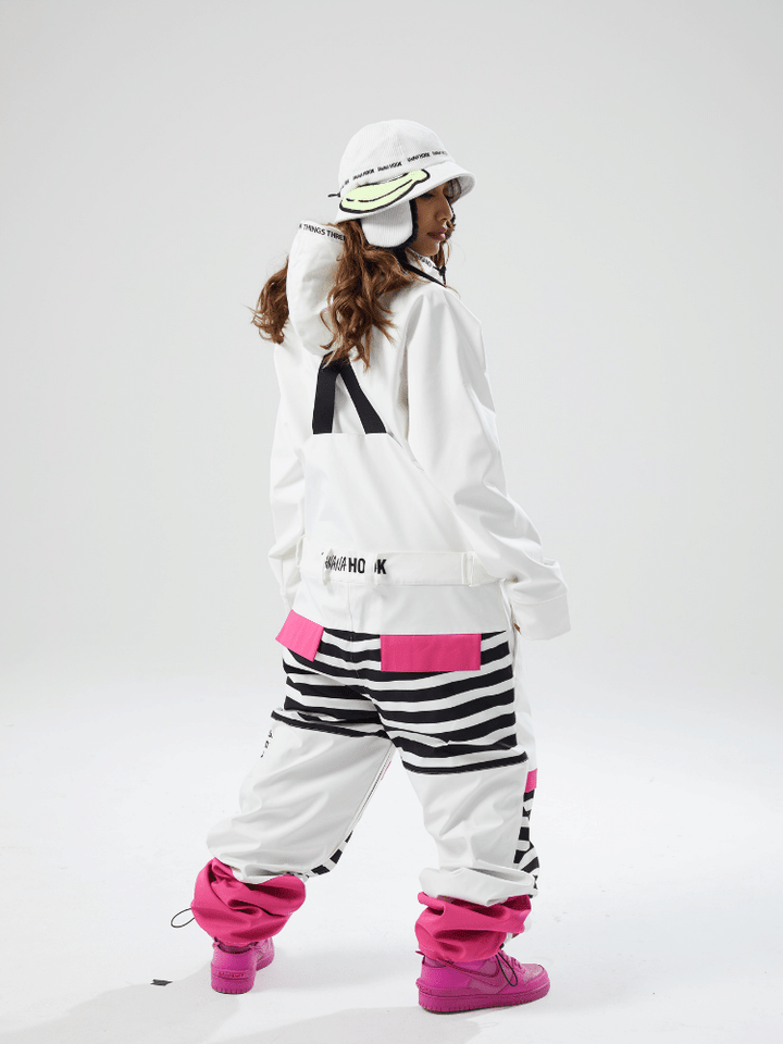 Tolasmik X Banana Hook 23 Premium White Bib Pants - Snowears-snowboarding skiing jacket pants accessories