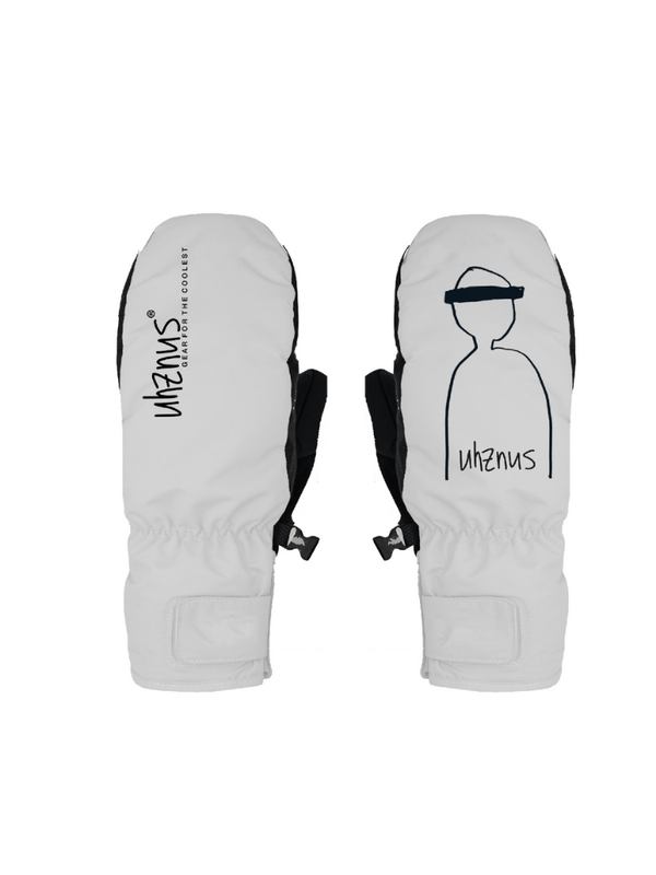 Uhznus White Art Mittens - Snowears-snowboarding skiing jacket pants accessories
