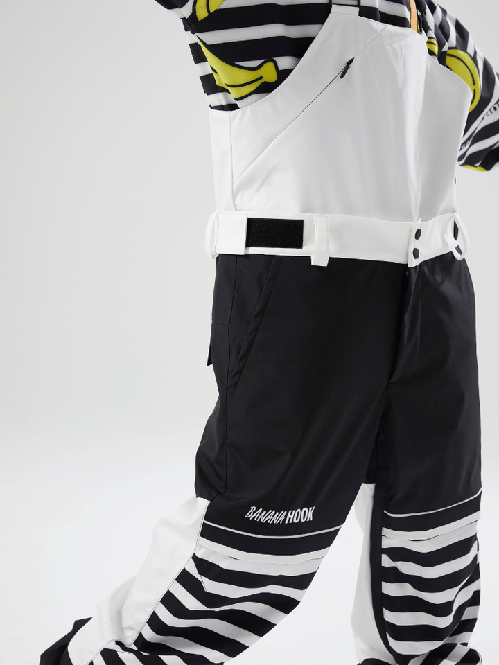 Tolasmik X Banana Hook 23 Premium White Bib Pants - Snowears-snowboarding skiing jacket pants accessories