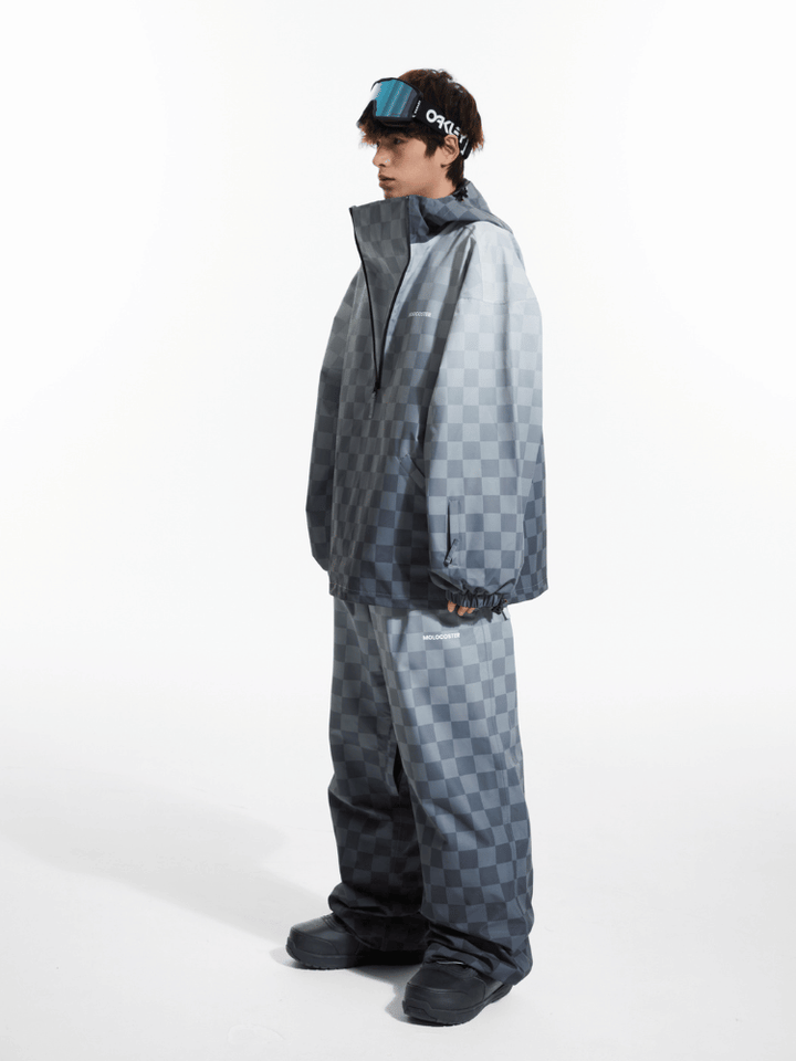 Molocoster Gradient Chess Zipper Fleece Suit - Snowears-snowboarding skiing jacket pants accessories