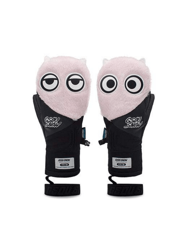 Gsou Snow Pink Big Eyes Plush Mittens - Snowears-snowboarding skiing jacket pants accessories
