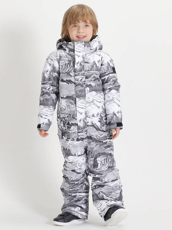 Gsou Snow Landscape Painting Kids One Piece - Snowears-snowboarding skiing jacket pants accessories